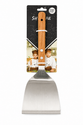 Premium Stainless Steel Grill Scraper & Kitchen Turner with Wooden Handle