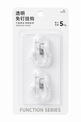 Heavy Duty Transparent Traceless Wall Hooks (2 Pack) – 5KG Self-Adhesive Hooks