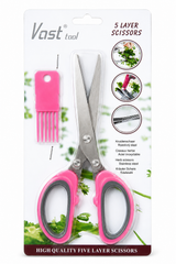 5 Layer Stainless Steel Herb Scissors with Cleaning Comb