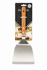 Premium Stainless Steel Grill Scraper & Kitchen Turner with Wooden Handle