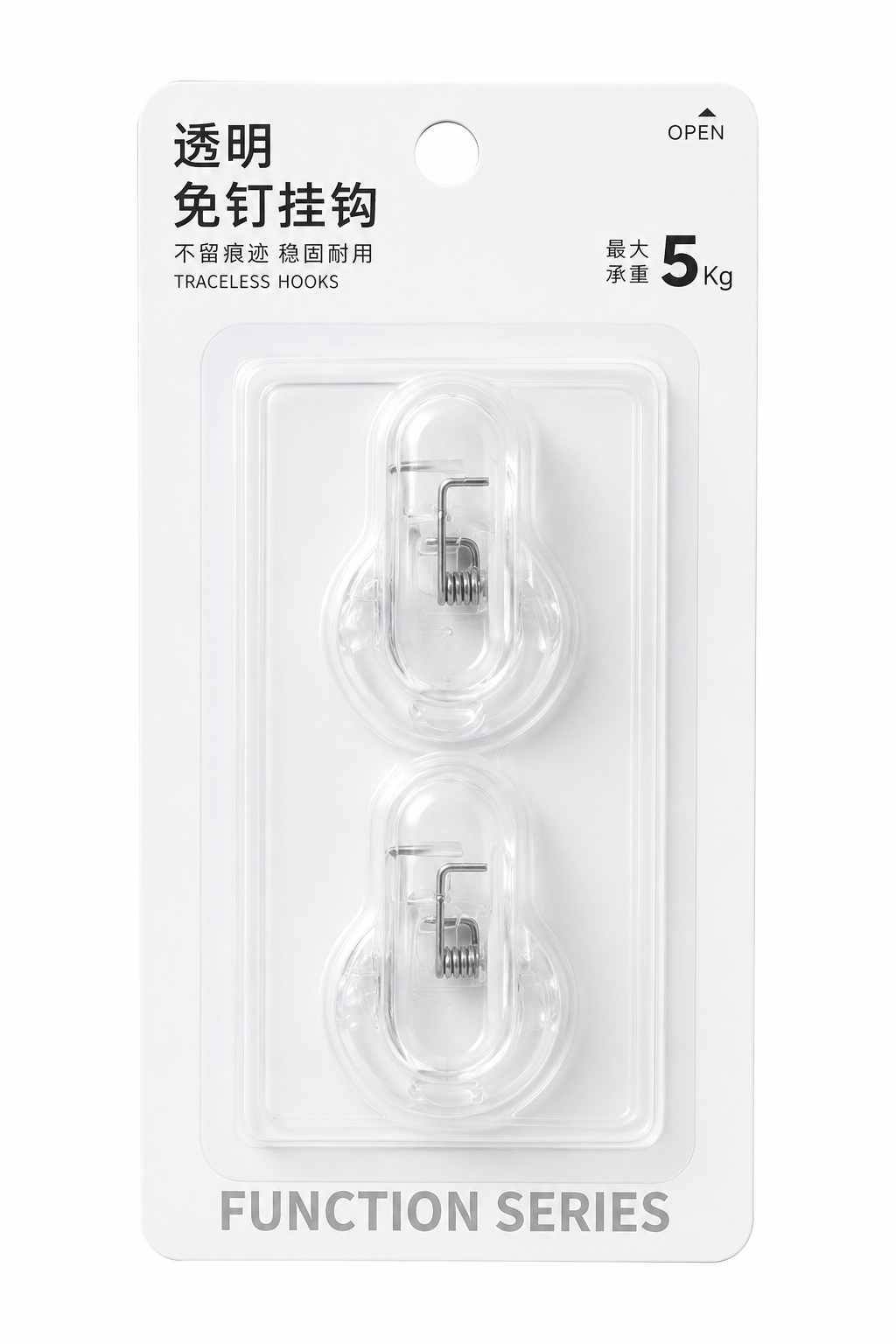Heavy Duty Transparent Traceless Wall Hooks (2 Pack) – 5KG Self-Adhesive Hooks