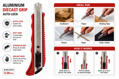 Aluminium Die-Cast Auto Lock Utility Cutter Knife