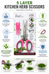 5 Layer Stainless Steel Herb Scissors with Cleaning Comb