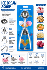 Premium Stainless Steel Ice Cream Scoop with Easy Grip Handle